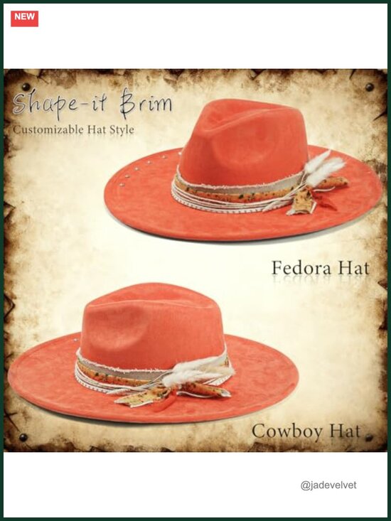 Wide Brim Fedora Hat for Women & Men - Polyester, Adjustable, One Size, Dress Up main image 4